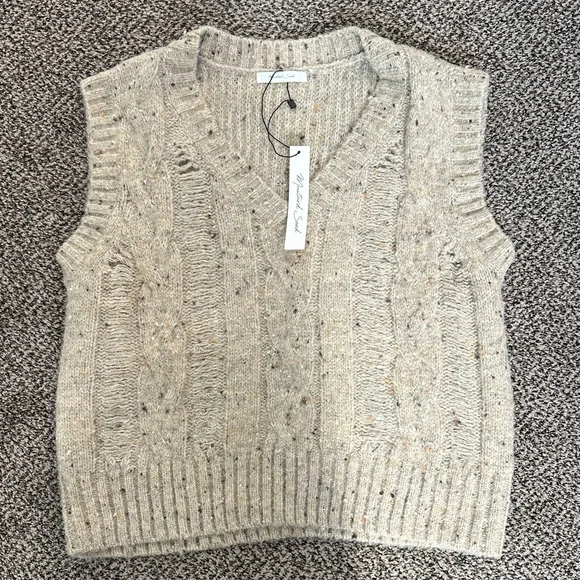 Mustard Seed Beige Cable Knit Sweater Vest - Picture 1 of 4